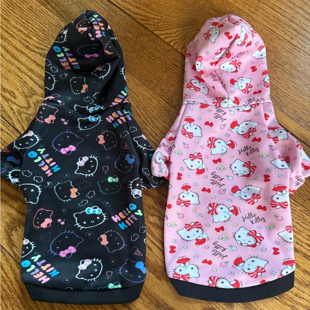 Set of two Hello Kitty Pet Dog Cat Hoodies Black and Pink size M in small breeds